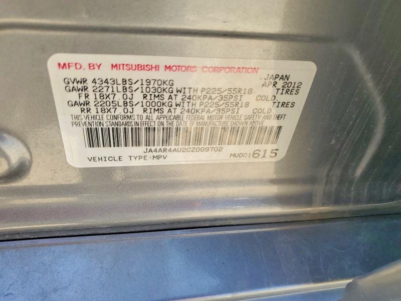 2012 Mitsubishi Outlander Sport მანქანა იყიდება აუქციონზე, vin: JA4AR4AU2CZ009702, აუქციონის ნომერი: 62911856