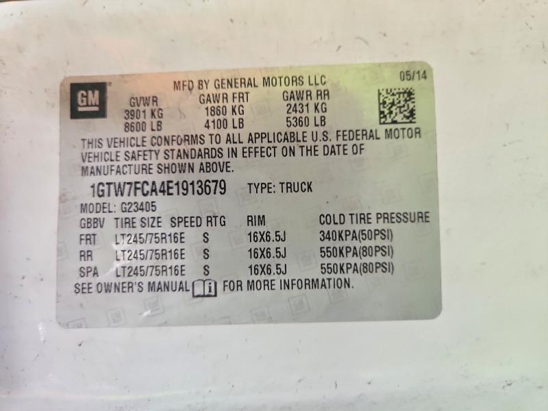 61429326 :رقم المزاد ، 1GTW7FCA4E1913679 vin ، 2014 Gmc Savana مزاد بيع