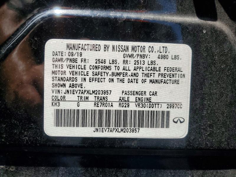 Продаж на аукціоні авто 2020 Infiniti Q50, vin: JN1EV7APXLM203957, номер лоту: 59952396