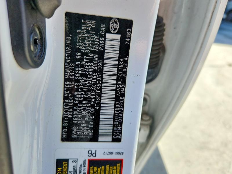 59916806 :رقم المزاد ، 4T1BF1FK5CU541396 vin ، 2012 Toyota Camry مزاد بيع