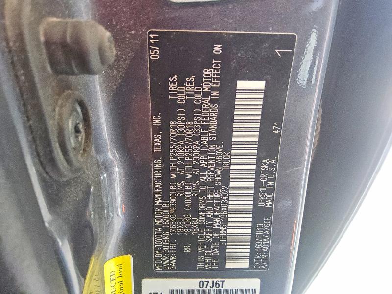 Продаж на аукціоні авто 2011 Toyota Tundra, vin: 5TFRM5F19BX034022, номер лоту: 59159946