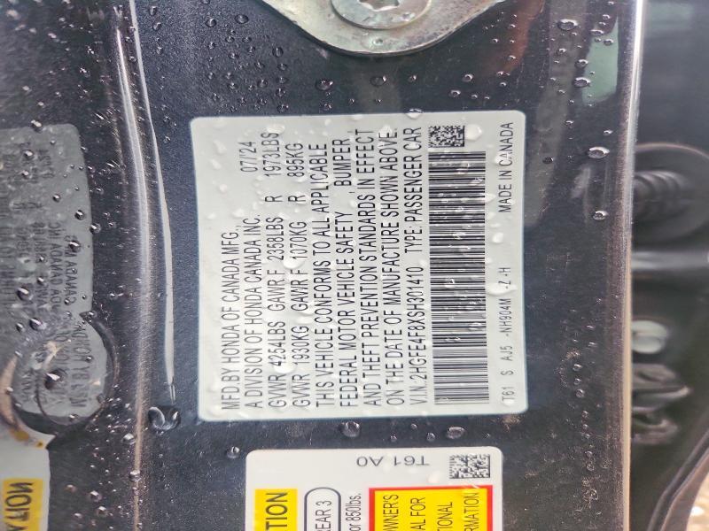 Продажа на аукционе авто 2025 Honda Civic, vin: 2HGFE4F8XSH301410, номер лота: 62303996