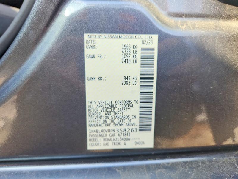 Продаж на аукціоні авто 2023 Nissan Altima, vin: 1N4BL4DV0PN358263, номер лоту: 85610655
