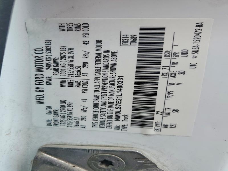 Продаж на аукціоні авто 2020 Ford Transit Connect, vin: NM0LS7E21L1480331, номер лоту: 61609396
