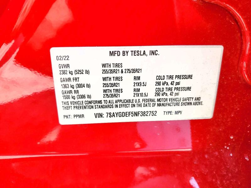 Aukcja sprzedaży 2022 Tesla Model Y, vin: 7SAYGDEF5NF382752, numer aukcji: 60216686