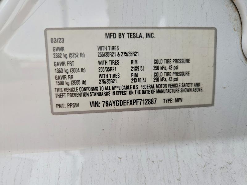Продаж на аукціоні авто 2023 Tesla Model Y, vin: 7SAYGDEFXPF712887, номер лоту: 61617616