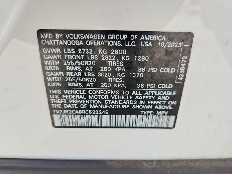 Продаж на аукціоні авто 2024 Volkswagen Atlas, vin: 1V2JR2CA8RC532245, номер лоту: 61139006