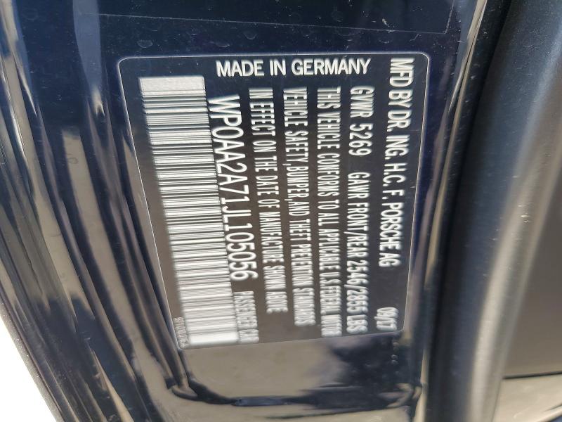 2018 Porsche Panamera მანქანა იყიდება აუქციონზე, vin: WP0AA2A71JL105056, აუქციონის ნომერი: 60900176