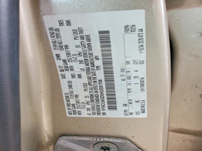 Aukcja sprzedaży 2017 Ford Escape, vin: 1FMCU9GD0HUE81706, numer aukcji: 62846496