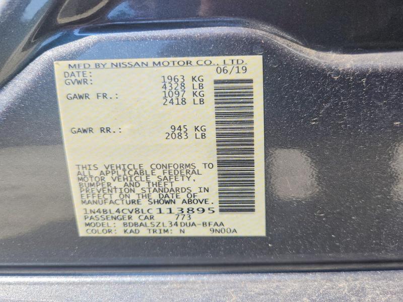 Продажа на аукционе авто 2020 Nissan Altima, vin: 1N4BL4CV8LC113895, номер лота: 60780096