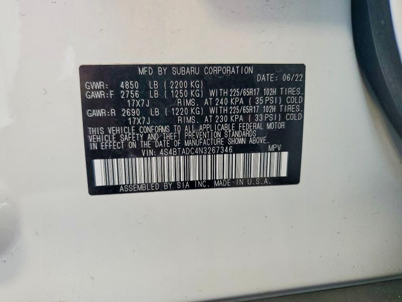 Продажа на аукционе авто 2022 Subaru Outback, vin: 4S4BTADC4N3267346, номер лота: 62490526
