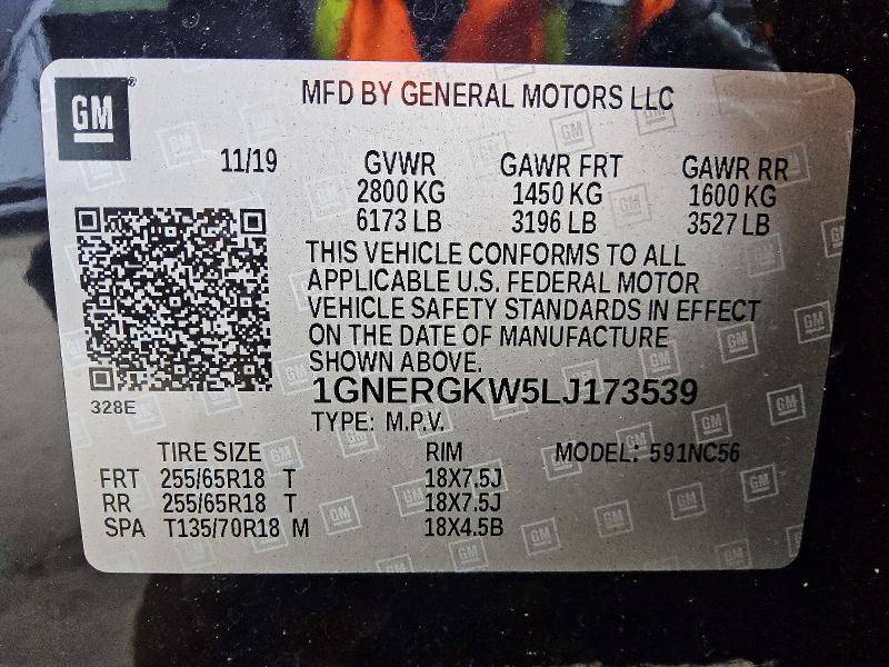 2020 Chevrolet Traverse მანქანა იყიდება აუქციონზე, vin: 1GNERGKW5LJ173539, აუქციონის ნომერი: 60330666