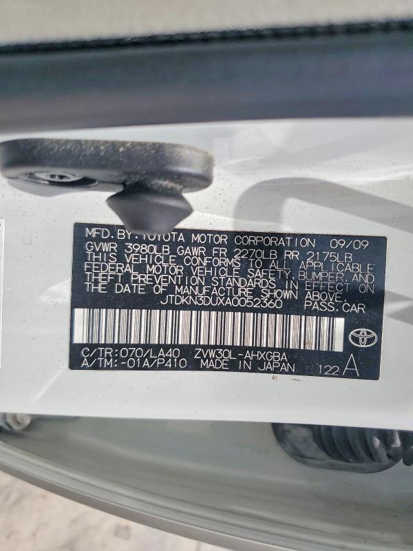 2010 Toyota Prius მანქანა იყიდება აუქციონზე, vin: JTDKN3DUXA0052360, აუქციონის ნომერი: 85461165