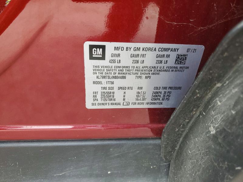 2022 Chevrolet Trailblazer მანქანა იყიდება აუქციონზე, vin: KL79MTSL4NB044886, აუქციონის ნომერი: 63225416