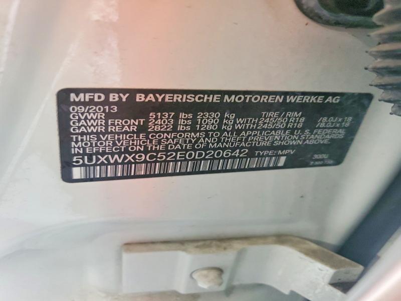 2014 Bmw X3 მანქანა იყიდება აუქციონზე, vin: 5UXWX9C52E0D20642, აუქციონის ნომერი: 59647926