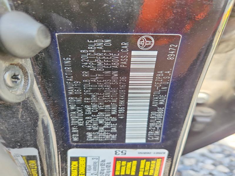 60819366 :رقم المزاد ، 4T1B61HK4KU816736 vin ، 2019 Toyota Camry مزاد بيع