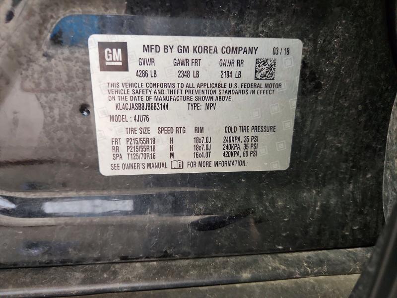 Aukcja sprzedaży 2018 Buick Encore, vin: KL4CJASB8JB683144, numer aukcji: 63121726