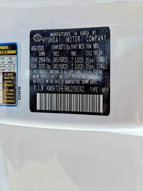 2021 Hyundai Palisade მანქანა იყიდება აუქციონზე, vin: KM8R7DHE9MU209242, აუქციონის ნომერი: 62250496