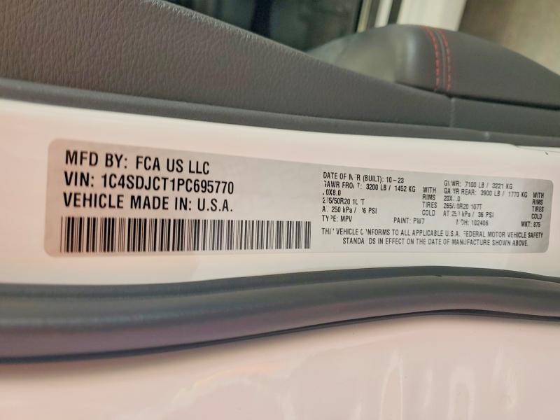 61320836 :رقم المزاد ، 1C4SDJCT1PC695770 vin ، 2023 Dodge Durango مزاد بيع