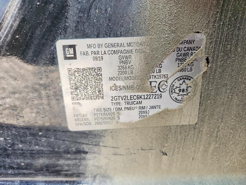 Aukcja sprzedaży 2019 Gmc Sierra Limited, vin: 2GTV2LEC6K1227219, numer aukcji: 61878726