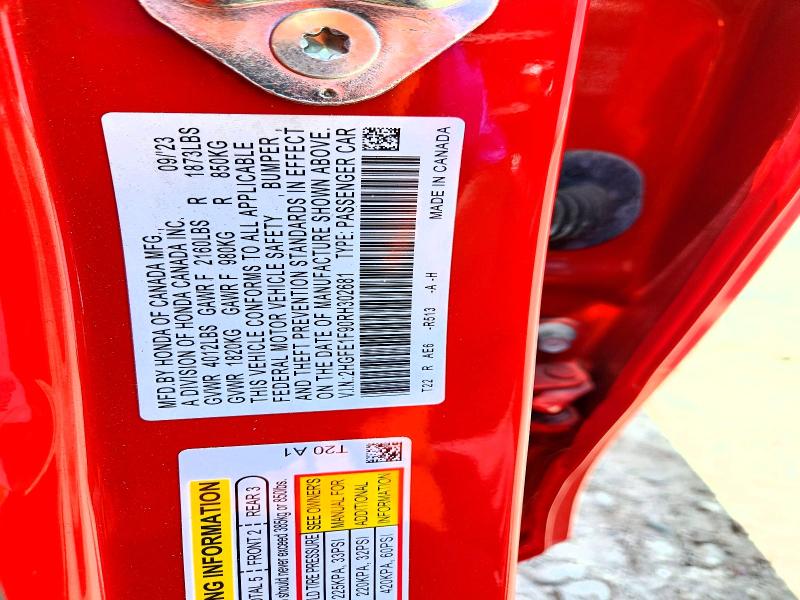 61363946 :رقم المزاد ، 2HGFE1F90RH302681 vin ، 2024 Honda Civic مزاد بيع