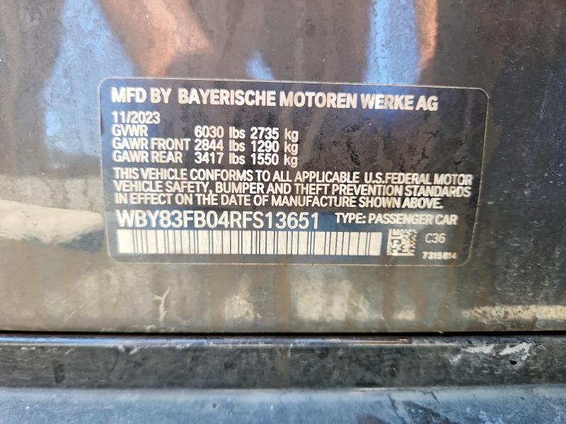 Продаж на аукціоні авто 2024 Bmw I4, vin: WBY83FB04RFS13651, номер лоту: 61489866