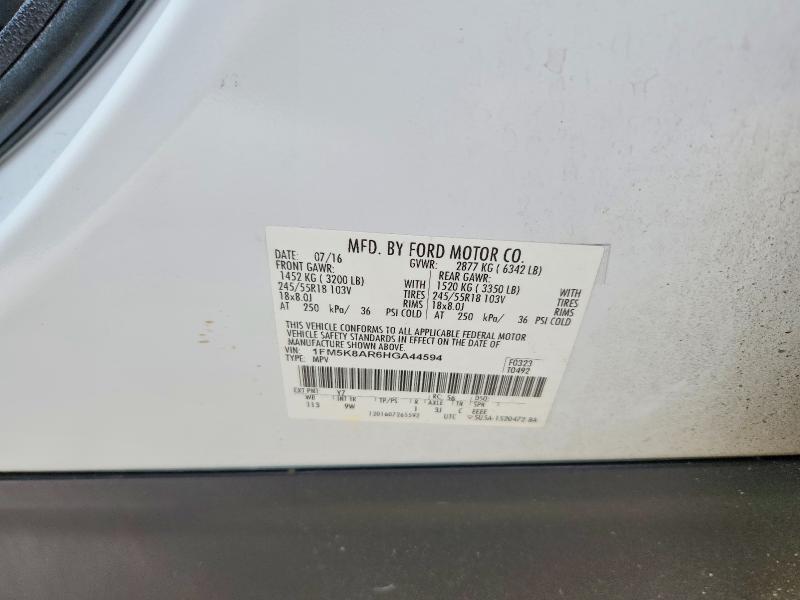 60247306 :رقم المزاد ، 1FM5K8AR6HGA44594 vin ، 2017 Ford Explorer مزاد بيع