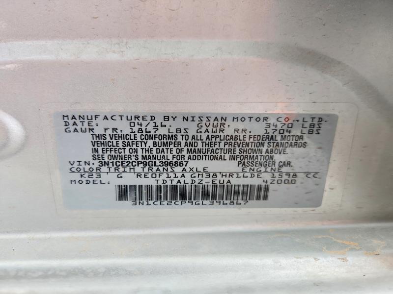 Продажа на аукционе авто 2016 Nissan Versa Note, vin: 3N1CE2CP9GL396867, номер лота: 62309056