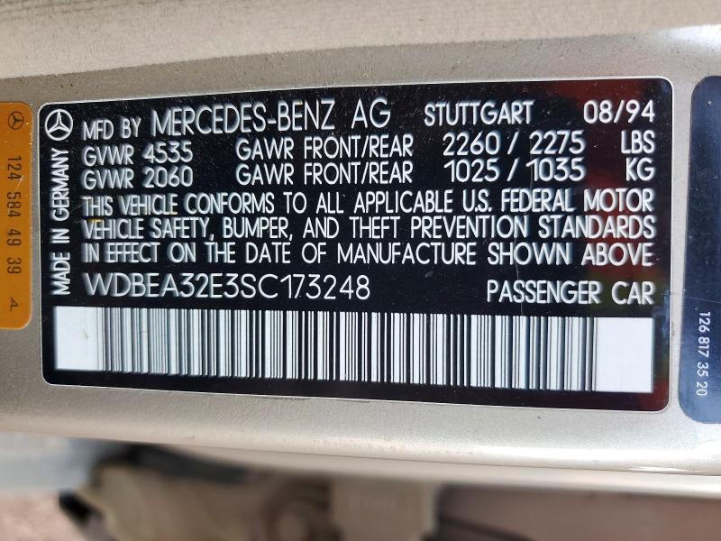 61955566 :رقم المزاد ، WDBEA32E3SC173248 vin ، 1995 Mercedes-benz E مزاد بيع