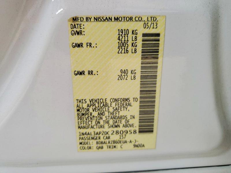 Продажа на аукционе авто 2013 Nissan Altima, vin: 1N4AL3AP2DC280958, номер лота: 61914726