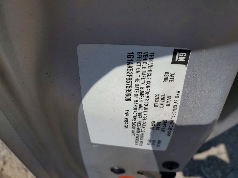 Aukcja sprzedaży 2005 Chevrolet Cobalt, vin: 1G1AK52F857599900, numer aukcji: 58911486