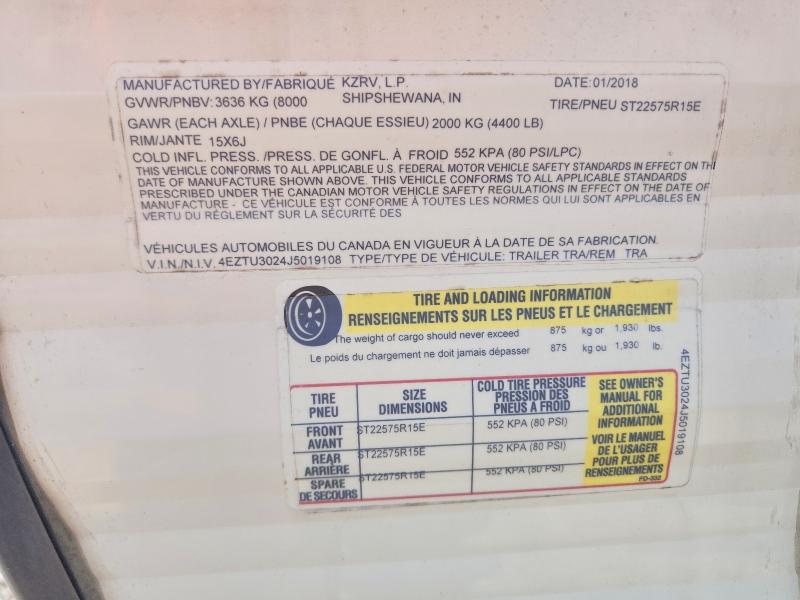 Продажа на аукционе авто 2018 Kz Sportsmen, vin: 4EZTU3024J5019108, номер лота: 60787176