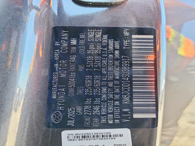 2025 Hyundai Tucson მანქანა იყიდება აუქციონზე, vin: KM8JCDD14SU389917, აუქციონის ნომერი: 60696396