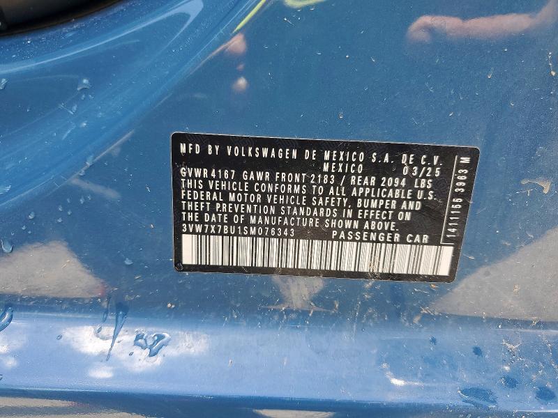 Aukcja sprzedaży 2025 Volkswagen Jetta, vin: 3VW7X7BU1SM076343, numer aukcji: 62023196