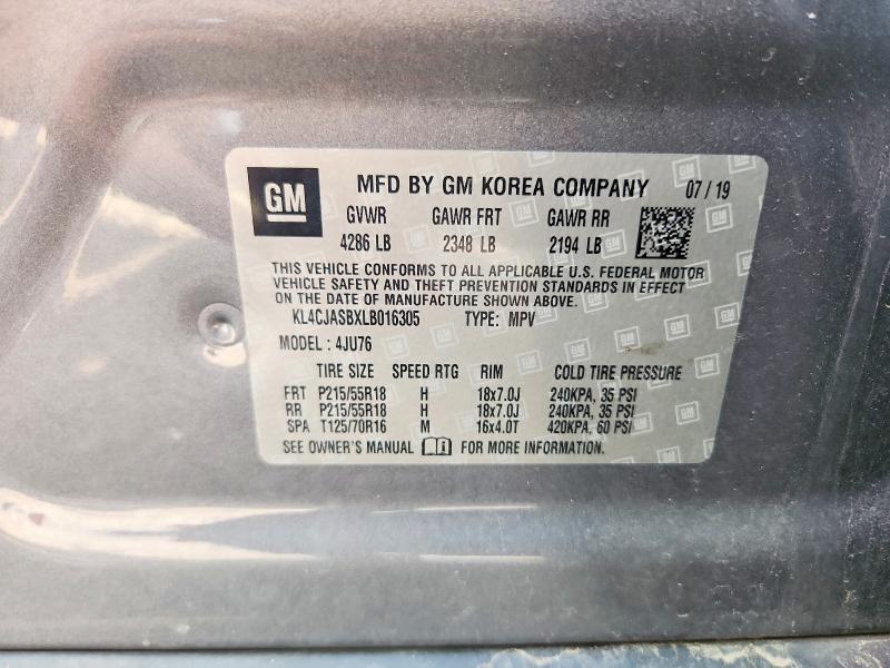 62711106 :رقم المزاد ، KL4CJASBXLB016305 vin ، 2020 Buick Encore مزاد بيع