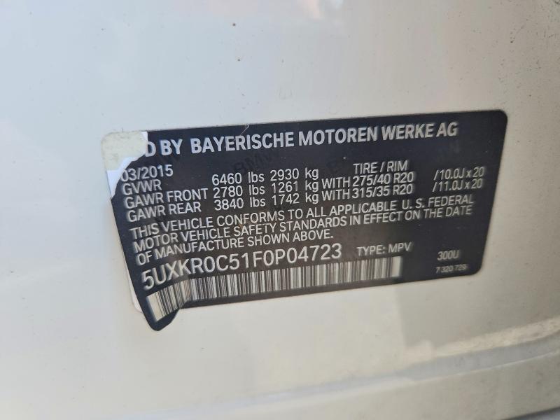 63295296 :رقم المزاد ، 5UXKR0C51F0P04723 vin ، 2015 Bmw X5 مزاد بيع
