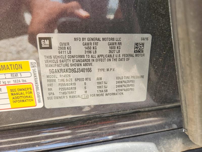Aukcja sprzedaży 2016 Buick Enclave, vin: 5GAKRAKD8GJ340166, numer aukcji: 59381206