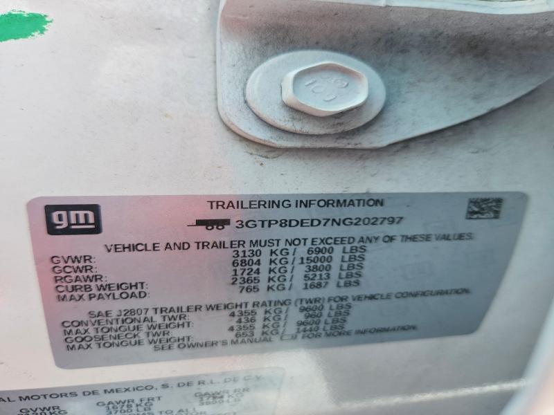 Продаж на аукціоні авто 2022 Gmc Sierra Limited, vin: 3GTP8DED7NG202797, номер лоту: 61584016