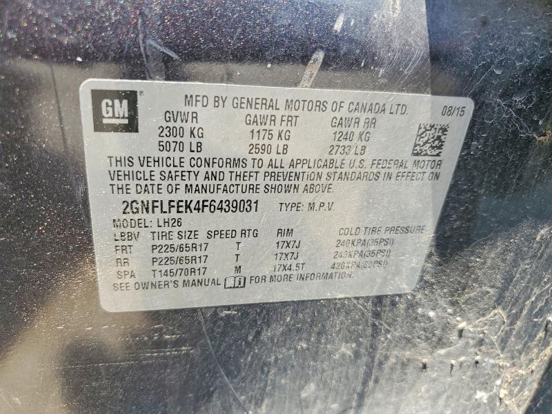Продаж на аукціоні авто 2015 Chevrolet Equinox, vin: 2GNFLFEK4F6439031, номер лоту: 59327476