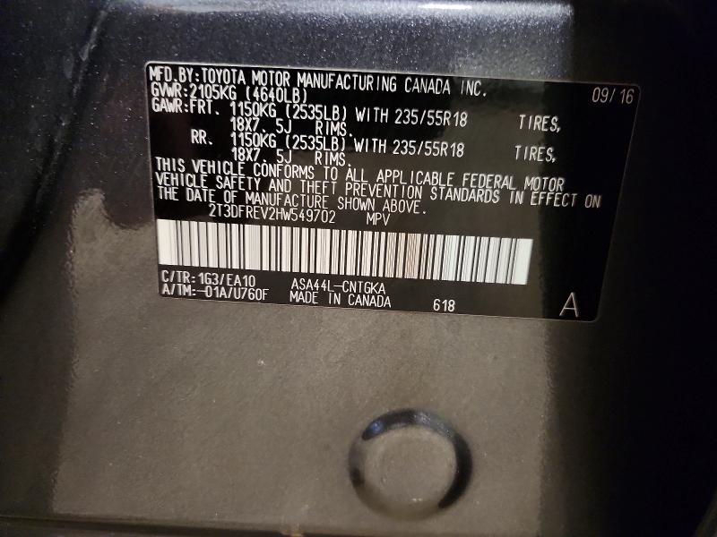 2017 Toyota Rav4 მანქანა იყიდება აუქციონზე, vin: 2T3DFREV2HW549702, აუქციონის ნომერი: 61889836