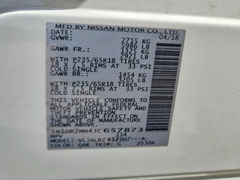 Aukcja sprzedaży 2018 Nissan Pathfinder, vin: 5N1DR2MN4JC657873, numer aukcji: 63135716