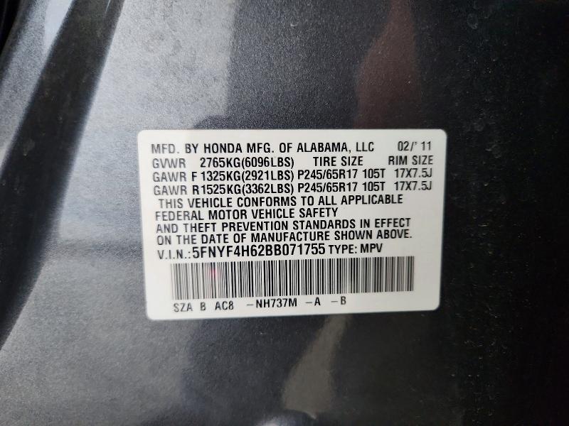 Продаж на аукціоні авто 2011 Honda Pilot, vin: 5FNYF4H62BB071755, номер лоту: 60117986