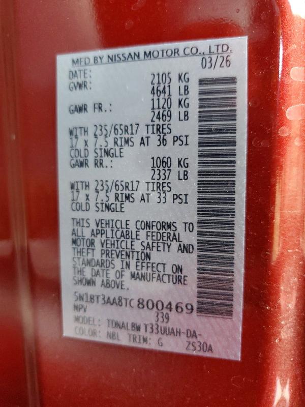 Продажа на аукционе авто 2026 Nissan Rogue, vin: 5N1BT3AA8TC800469, номер лота: 60192076