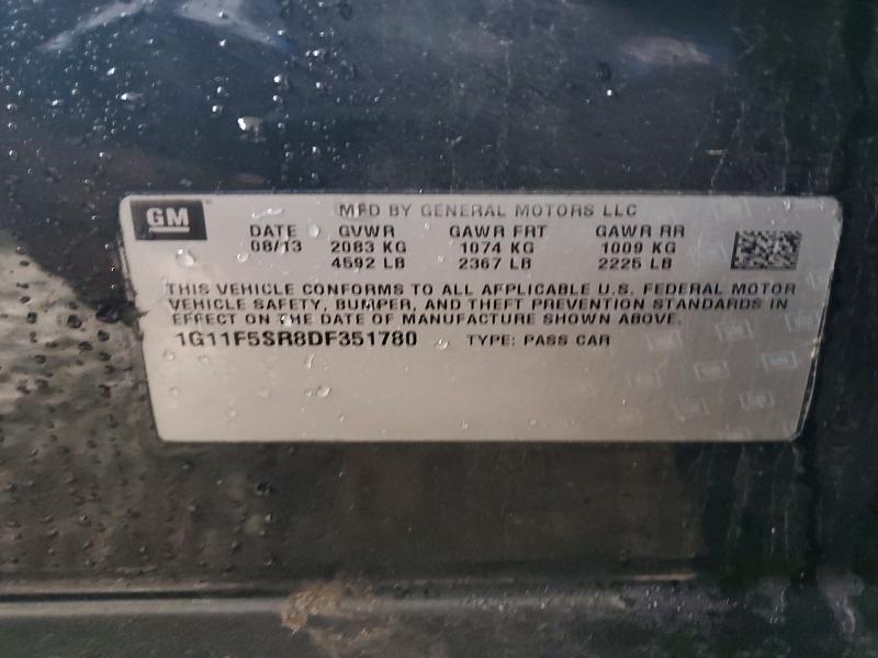 62356286 :رقم المزاد ، 1G11F5SR8DF351780 vin ، 2013 Chevrolet Malibu مزاد بيع
