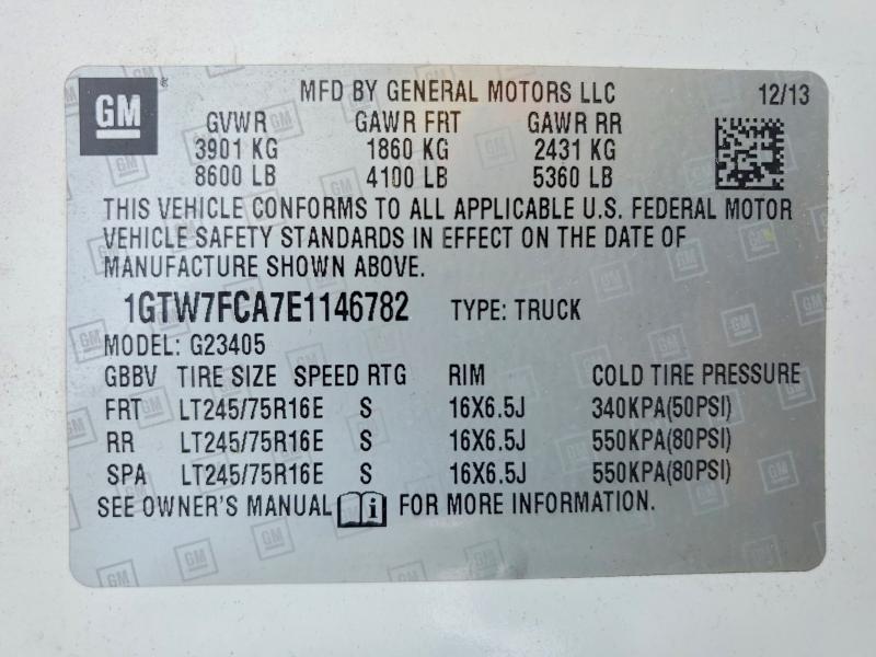 Продаж на аукціоні авто 2014 Gmc Savana, vin: 1GTW7FCA7E1146782, номер лоту: 59636776