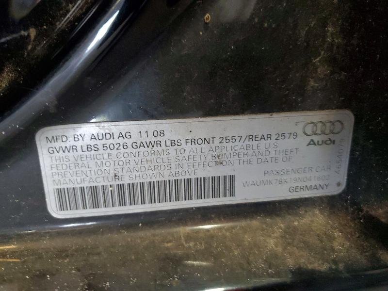 Aukcja sprzedaży 2009 Audi A4, vin: WAUMK78K19N041602, numer aukcji: 62770306