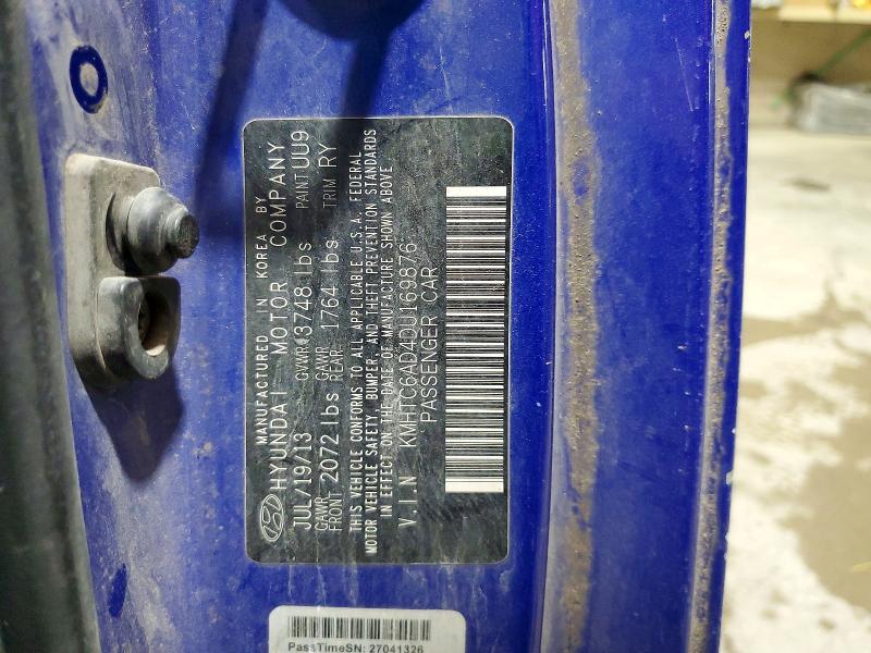 2013 Hyundai Veloster მანქანა იყიდება აუქციონზე, vin: KMHTC6AD4DU169876, აუქციონის ნომერი: 60376676