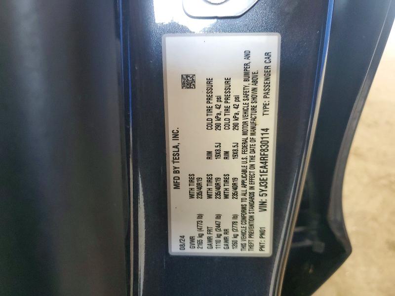 59333146 :رقم المزاد ، 5YJ3E1EA4RF830114 vin ، 2024 Tesla Model 3 مزاد بيع