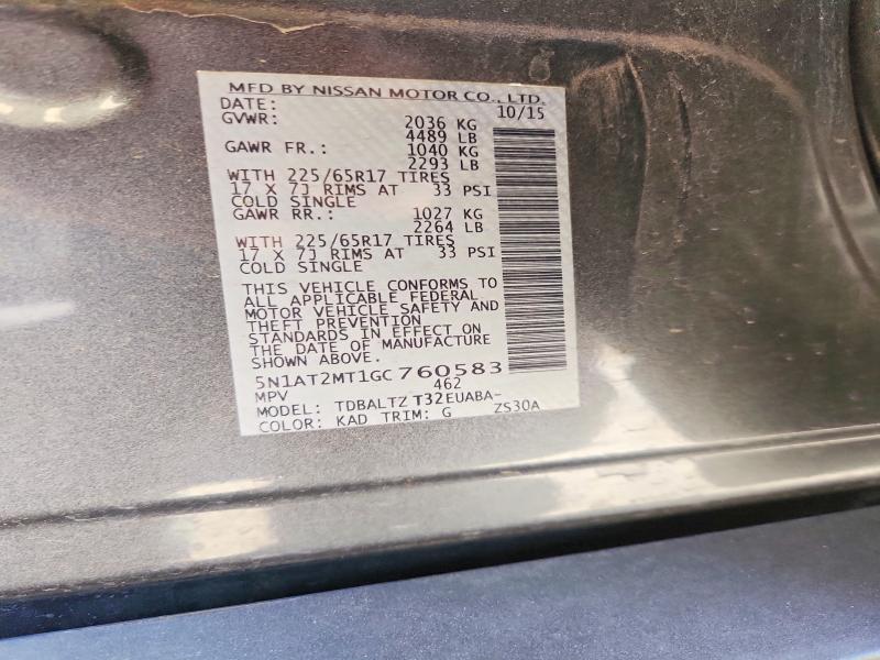 Продаж на аукціоні авто 2016 Nissan Rogue Sv, vin: 5N1AT2MT1GC760583, номер лоту: 59362346