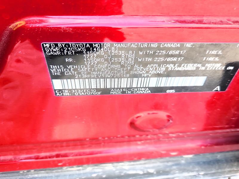 Aukcja sprzedaży 2018 Toyota Rav4, vin: 2T3RFREV1JW725148, numer aukcji: 63135286